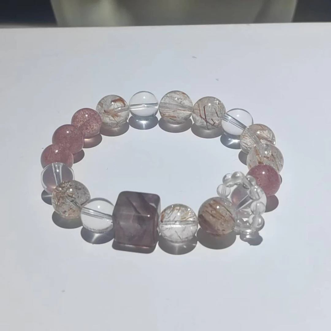 晶莹星【事事如心】天然水晶白水晶跑环原创diy    A005