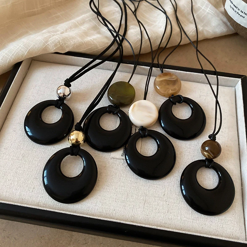 非金属树脂吊坠 新中式禅意民族风吊坠长款项链女小众潮复古时尚