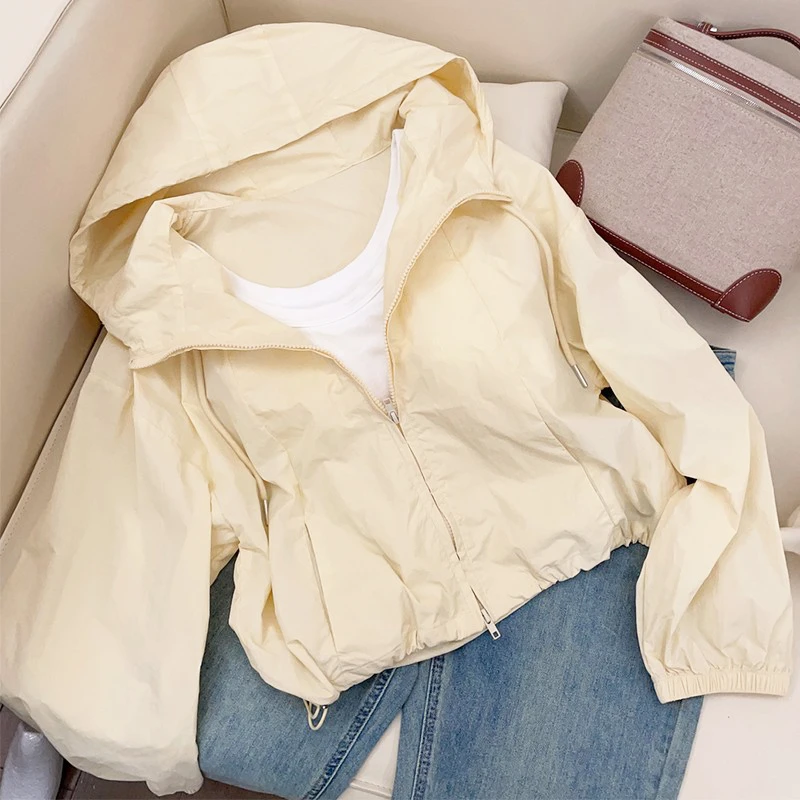 连帽防晒衣女夏季2025薄款外套休闲宽松百搭短款拉链上衣女学生