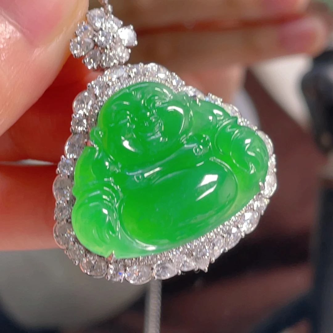 翡翠18K金镶嵌吊坠(不含链)