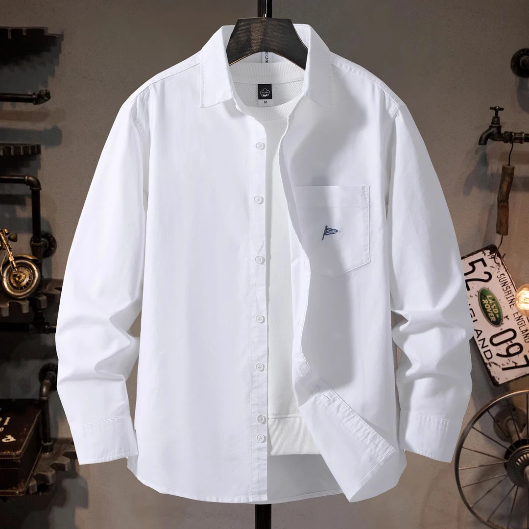 宽松翻领日系衬衫男士2025春夏新款高端品牌长袖内搭外穿休闲衬衣