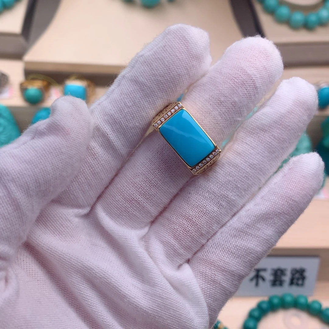 绿松石珠宝奇石18K金镶嵌