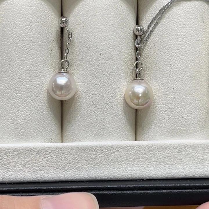 海水珍珠耳饰银S925镶嵌ak7-8mm 134号