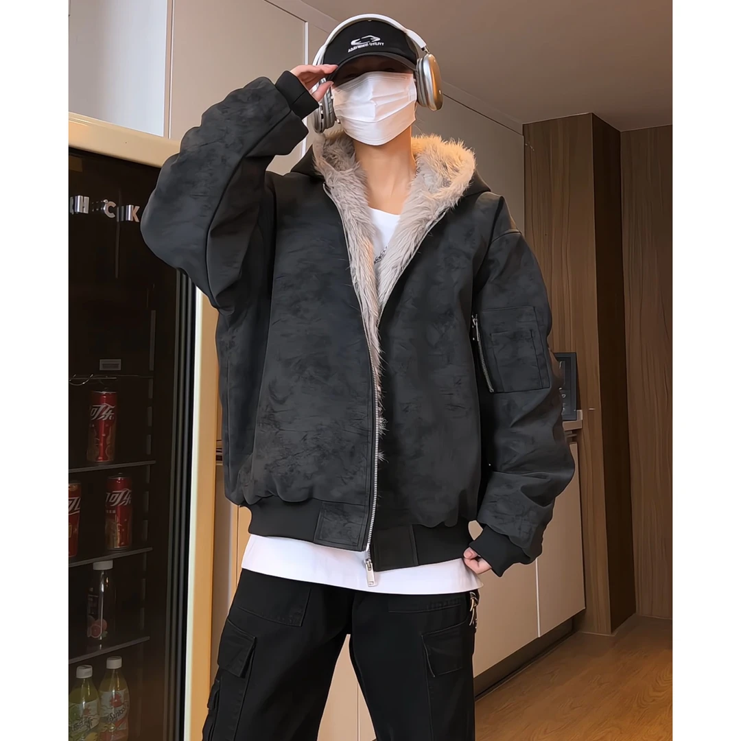 冬季加厚座山雕连帽棉衣加厚男宽松保暖冬装棉服情侣百搭潮韩版