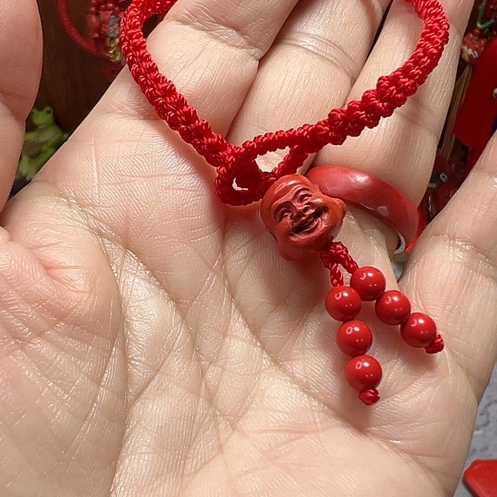 天然辰砂水飞砂手编绳