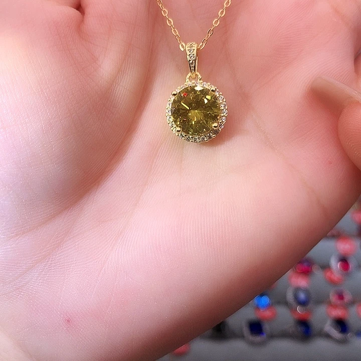 黄晶吊坠(赠链)银S925镶嵌吊坠