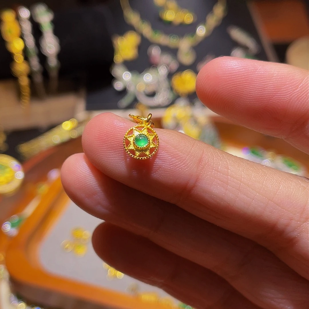 翡翠吊坠(不含链)银S925镶嵌