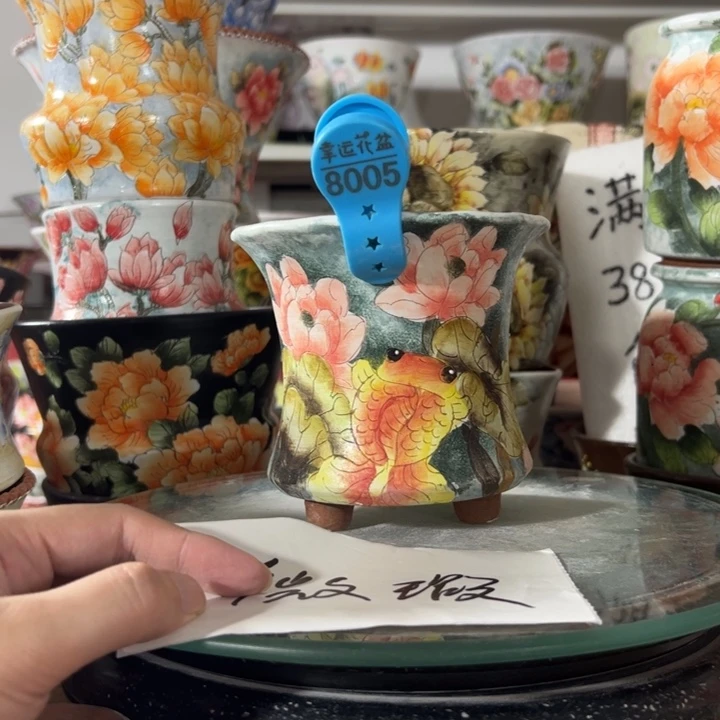 景德镇手绘花盆满38包邮偏远地区除外