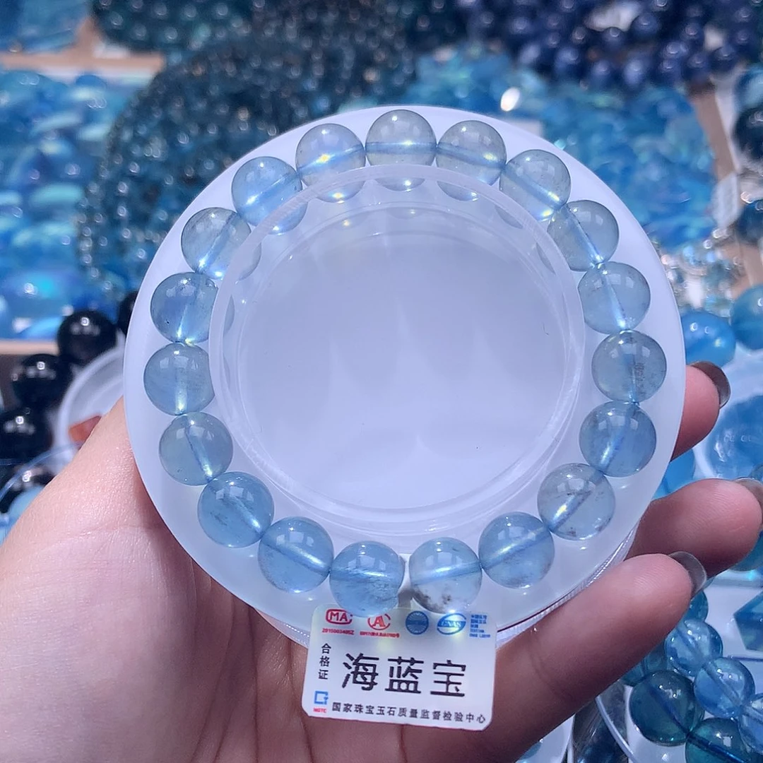 未镶嵌手串海蓝宝石冰川黑爆闪10m【220元】要拍4件