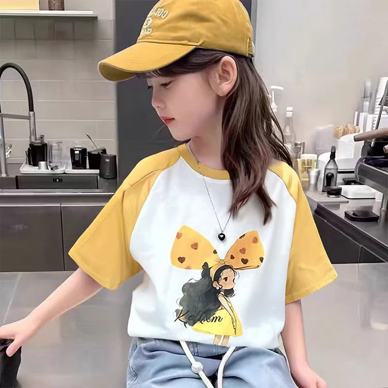 女童夏装2025新款小宝宝中小童韩版洋气儿童T恤百搭休闲女孩夏季