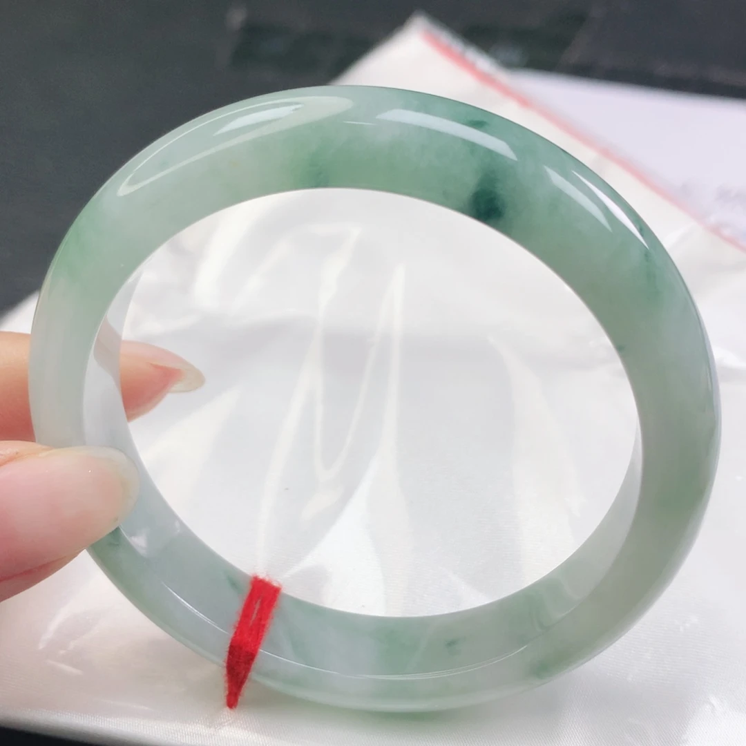 翡翠未镶嵌手镯翡翠56.7飘蓝花泥鳅背