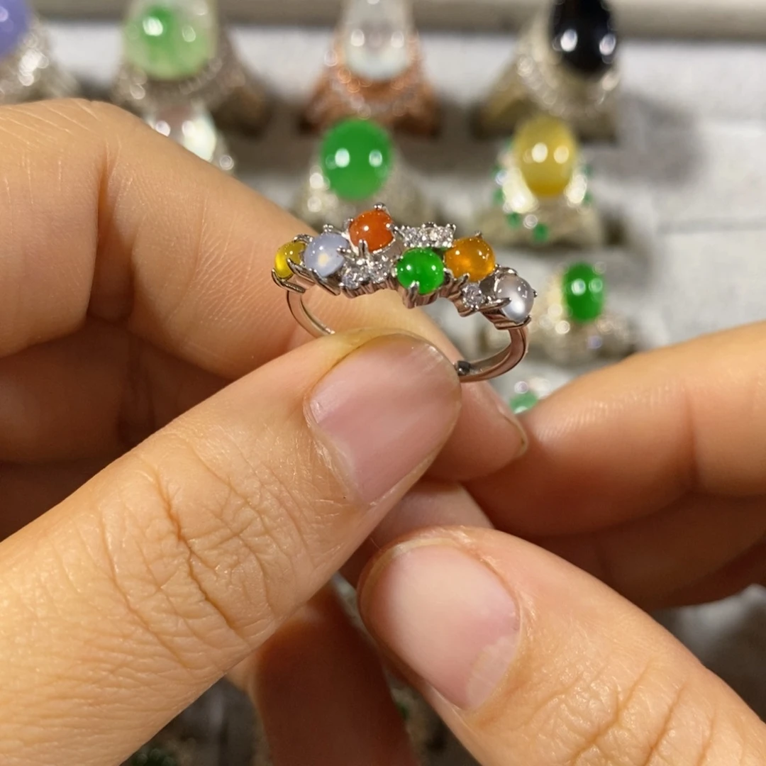 银S925镶嵌戒指翡翠戒指