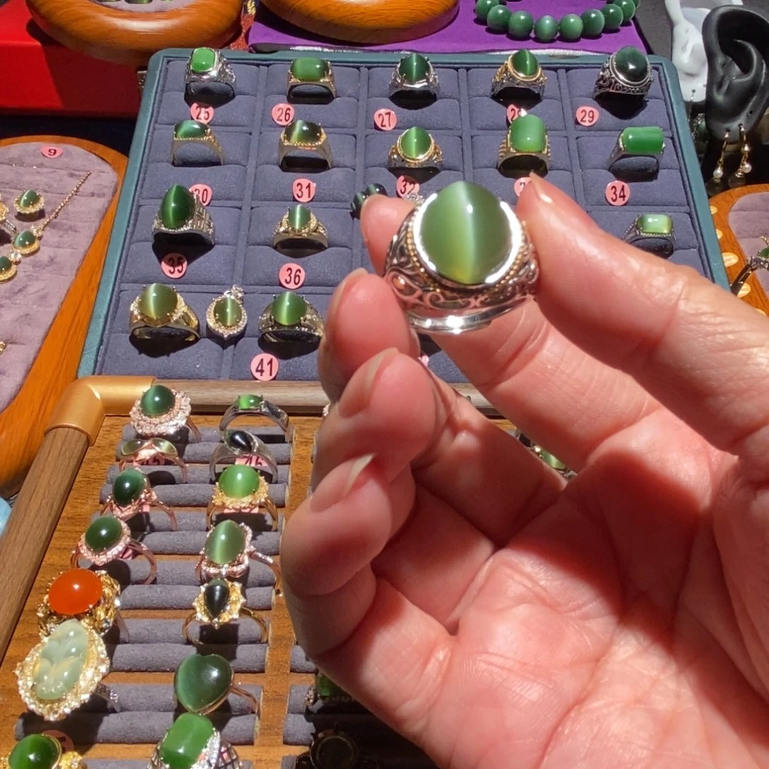 思***飞和田玉银S925镶嵌戒指