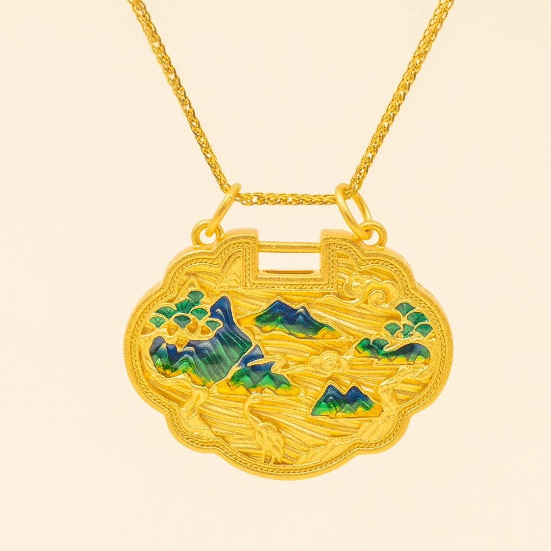 吊坠足银 千里江山吊坠