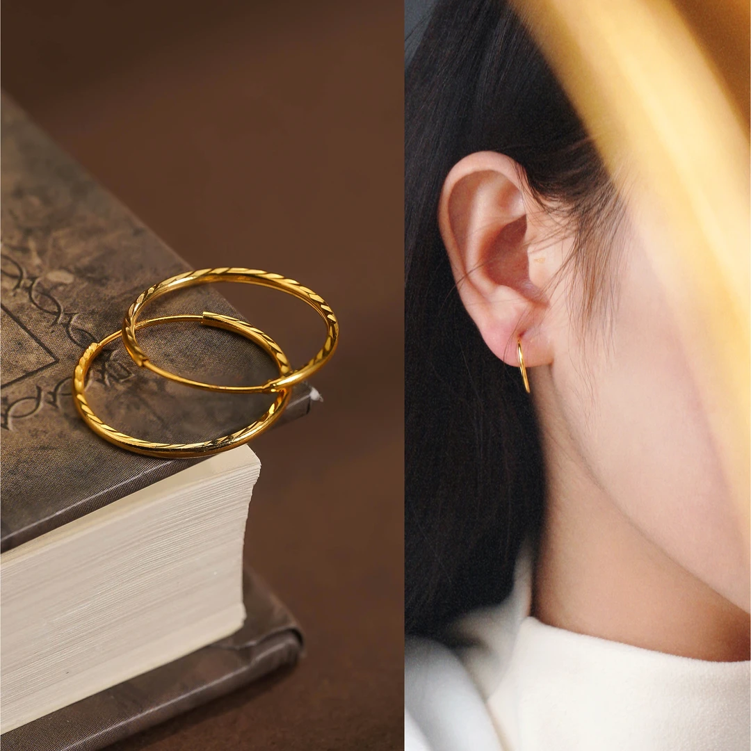 18k金时尚百搭万能耳圈【QL06574】