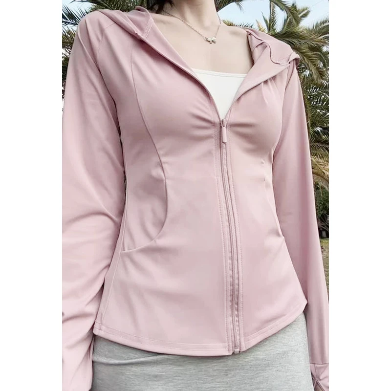 粉色修身冰丝外穿透气防晒衣女夏季爆款2025新款防紫外线薄款外套