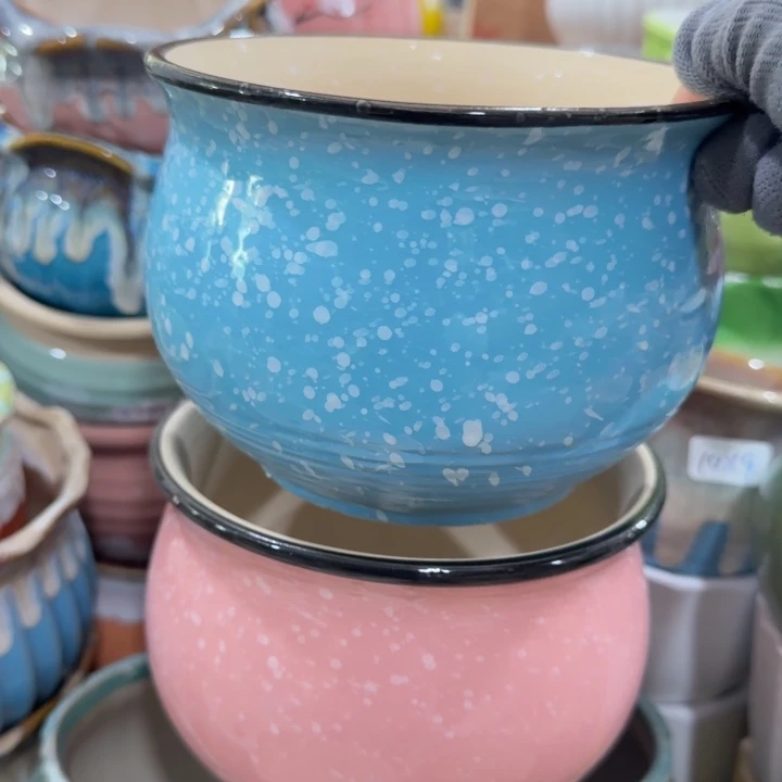 凑9块包邮，有孔，陶瓷花盆