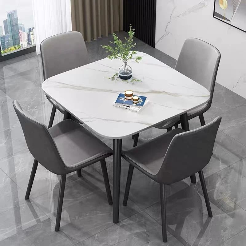 意式岩板餐桌椅套装现代简约多功能伸缩家用商用办公接待洽谈茶桌
