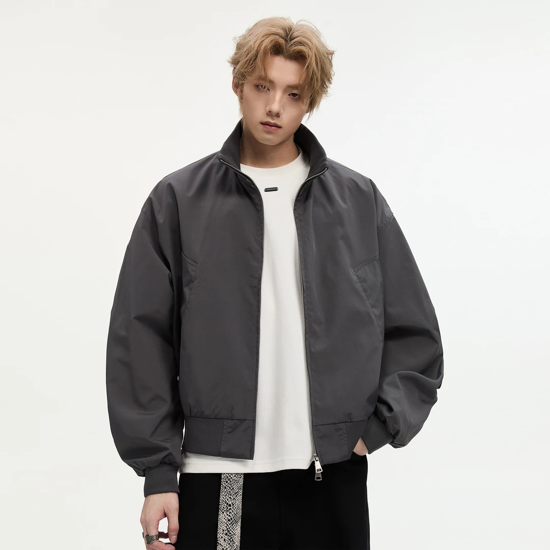 美式短款飞行夹克男女痞帅秋季潮牌cleanfit高级感立领工装外套