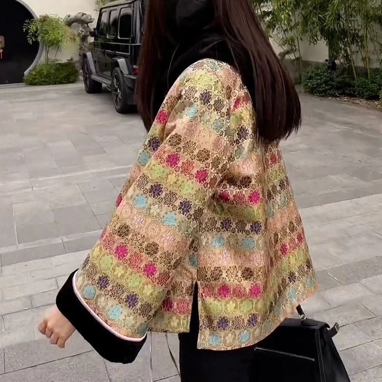 老钱风高级感气质新中式国风禅意唐装宋锦印花盘扣外套女2024秋款