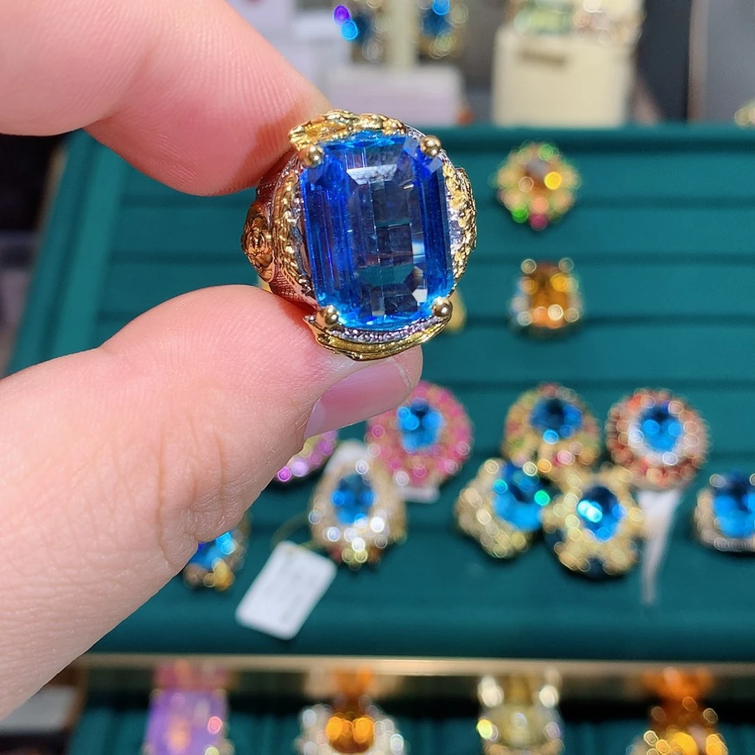 托帕石戒指银S925镶嵌M****n戒指