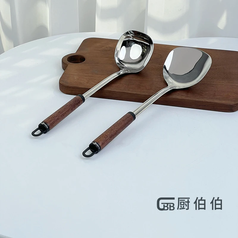 榉木勺铲304不锈钢炒菜铲子大汤勺