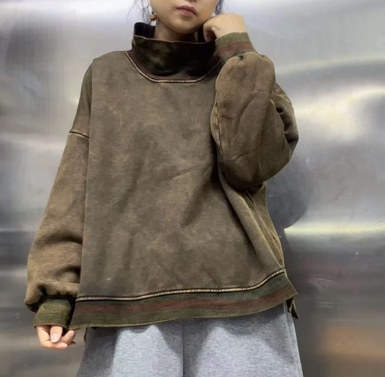 拼条纹加绒加厚卫衣0888492