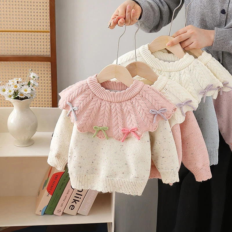 秋冬新款女童针织衫甜美宝宝针织洋气儿童2024加厚毛衣女童毛衣