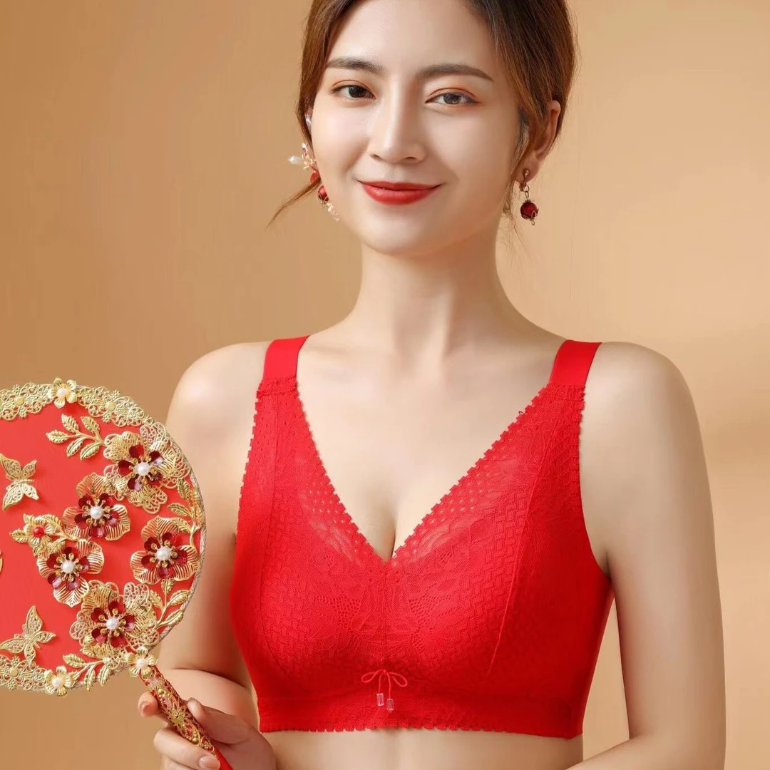 舒适无痕美背蕾丝新款背心文胸大码女款网红爆款无钢圈内衣胸罩