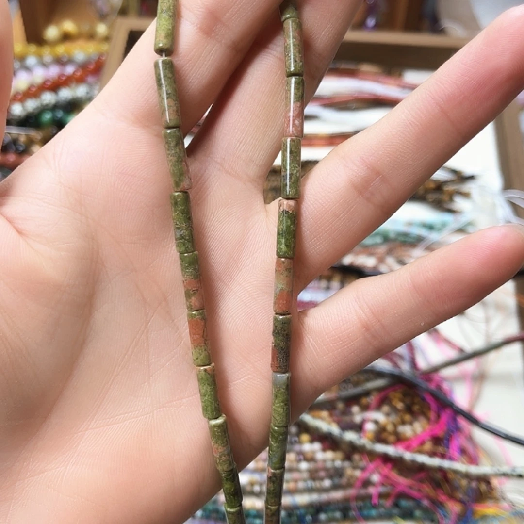 玛瑙/玉髓未镶嵌珠宝半成品卡4花绿宝圆管一条