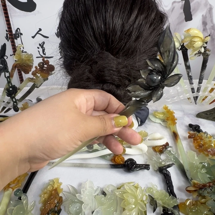 E***✓蛇纹石玉未镶嵌发饰