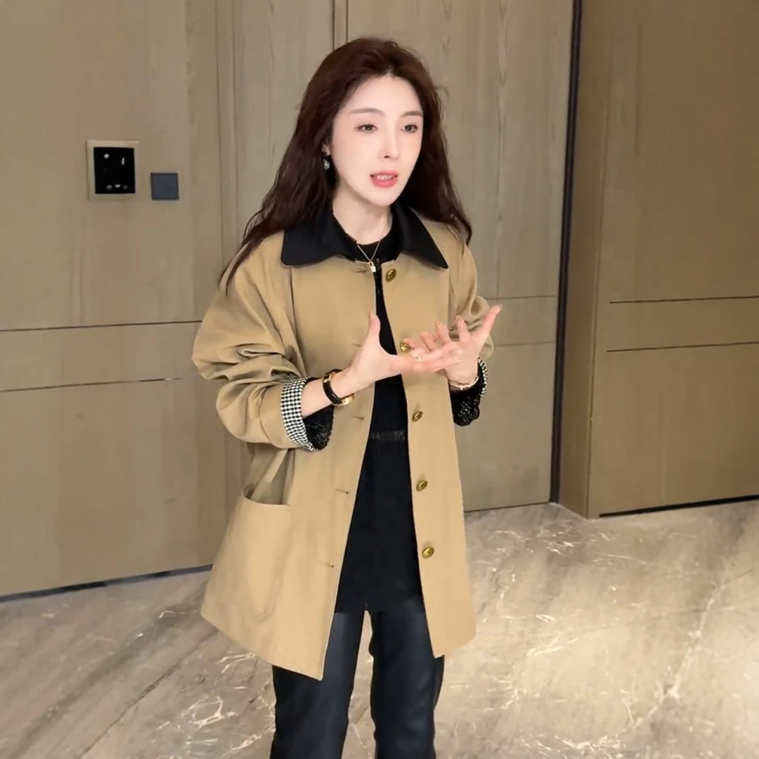 正版高级感时尚中长款风衣外套女装2025年秋季英伦风洋气减龄上衣