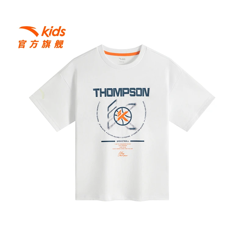 安踏儿童男大童针织短袖衫2025夏新款透气舒适亲肤青少年运动短袖