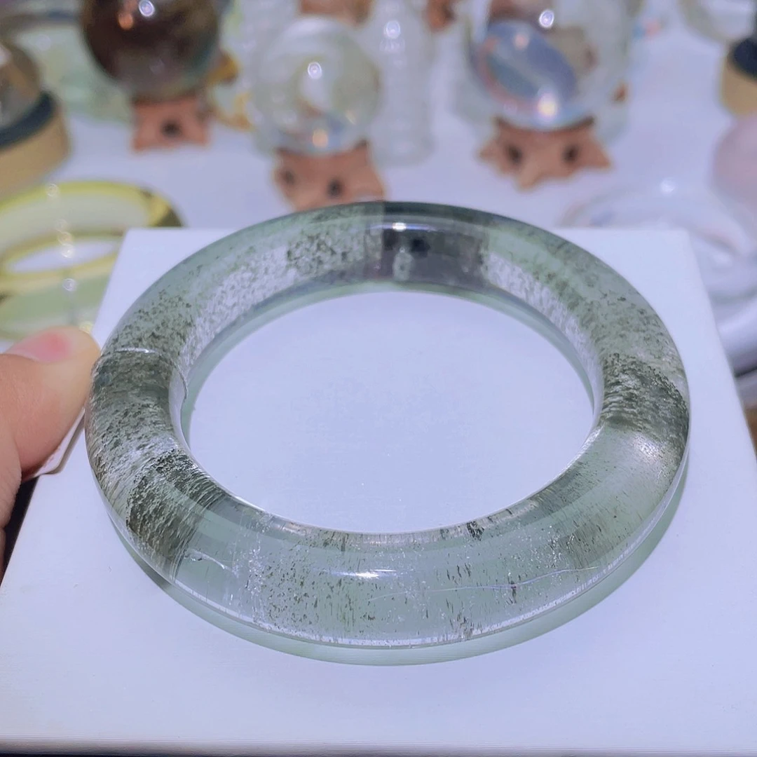 水晶手镯未镶嵌天然绿幽灵手镯