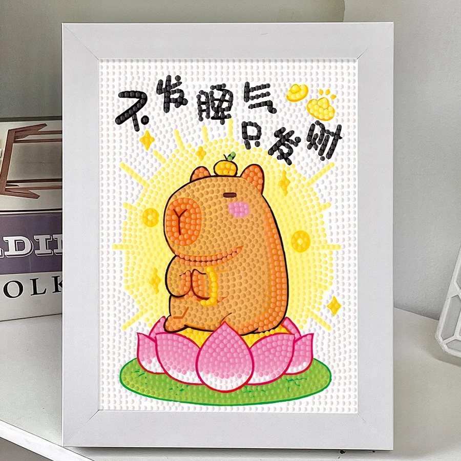 新款卡皮巴拉儿童手工diy发财鼠可达鸭钻石画