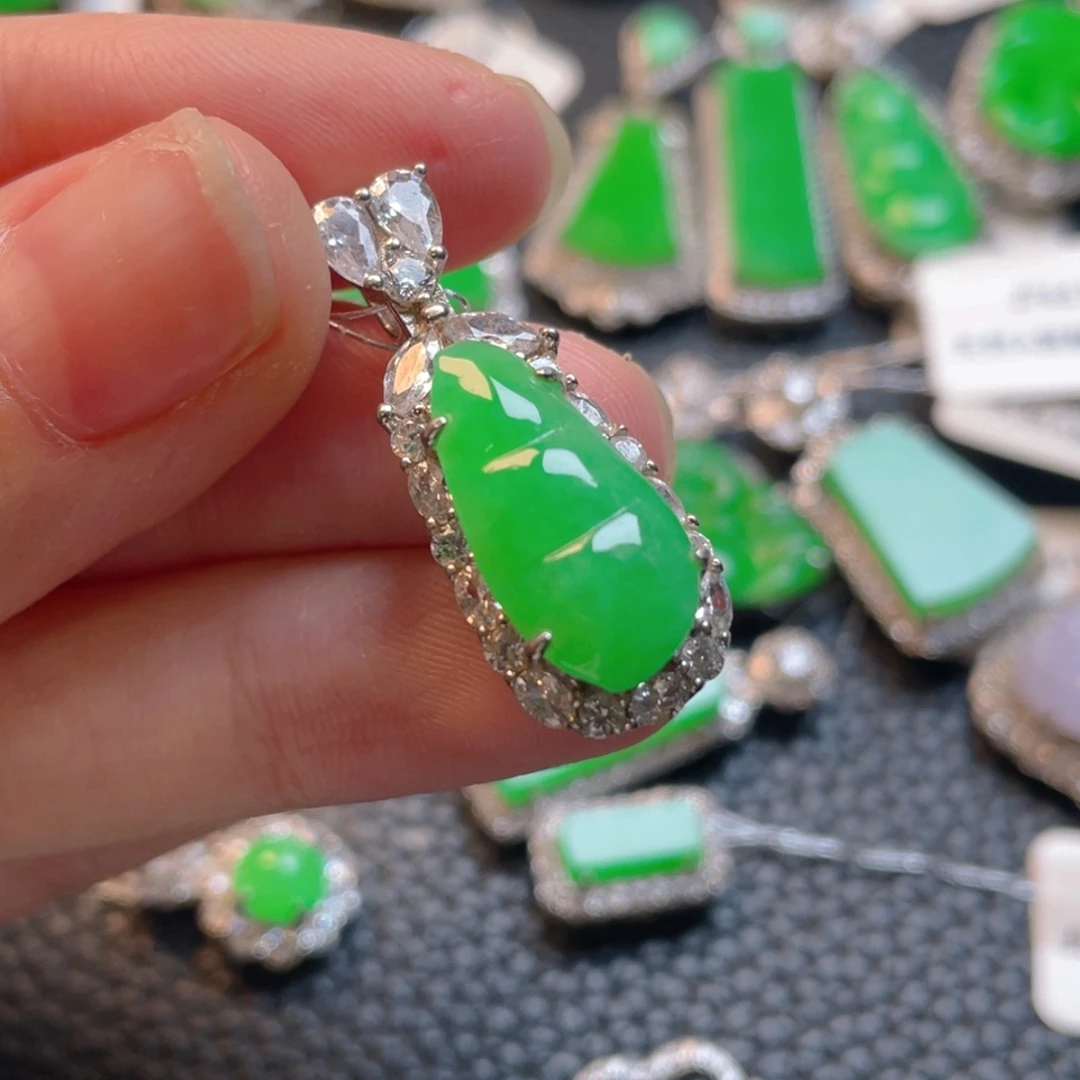 翡翠银S925镶嵌吊坠(不含链)