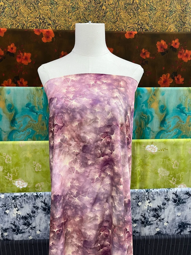 【名贵坊贡缎】精品贡缎棉绸—紫烟银杏