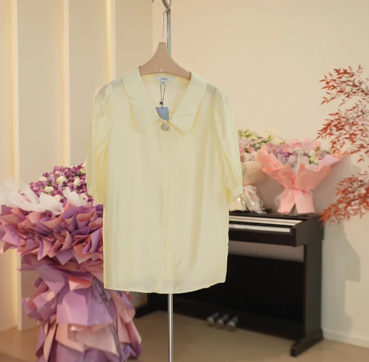 G204 新款纯色气质褶皱休闲套头衬衣 4C21