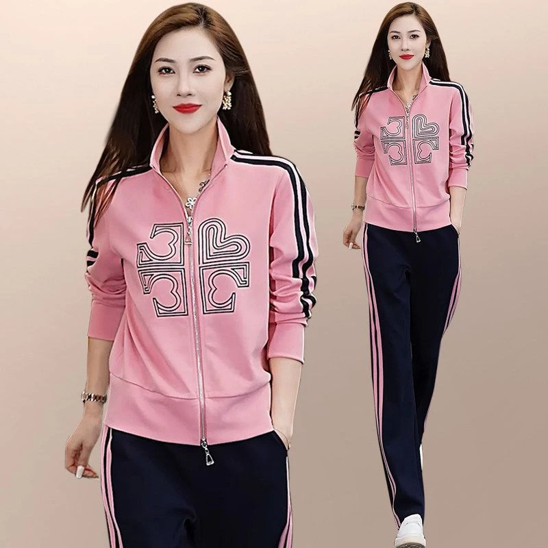 洋气运动女春秋季2025新款休闲时尚女士减龄显瘦跑步服两件5806