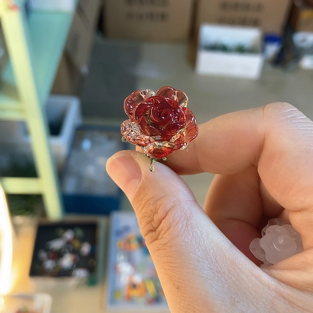琉璃手工艺品红玫瑰