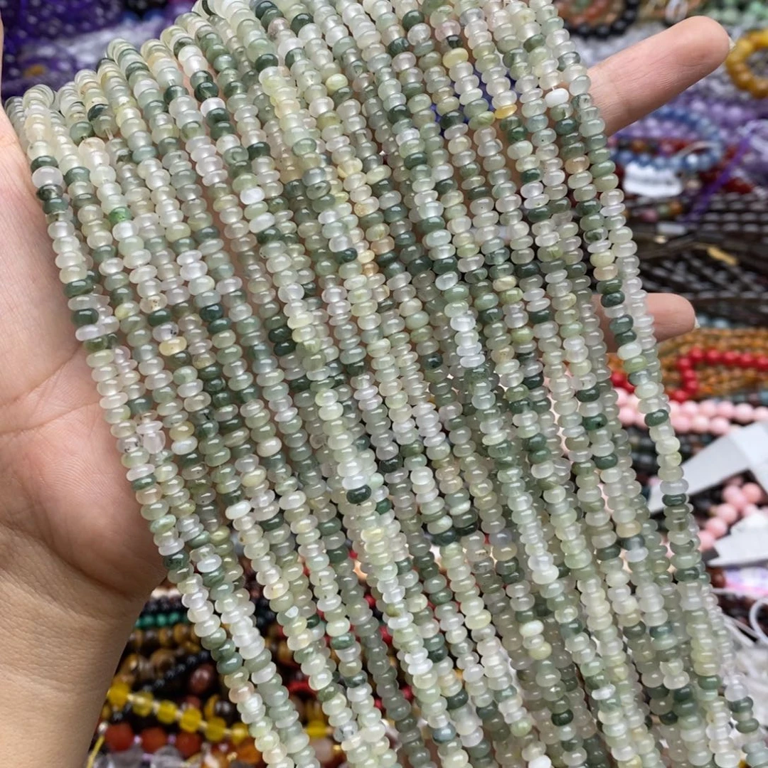 玛瑙/玉髓未镶嵌珠宝半成品一条纯天然天山翠隔片2×4.5mm