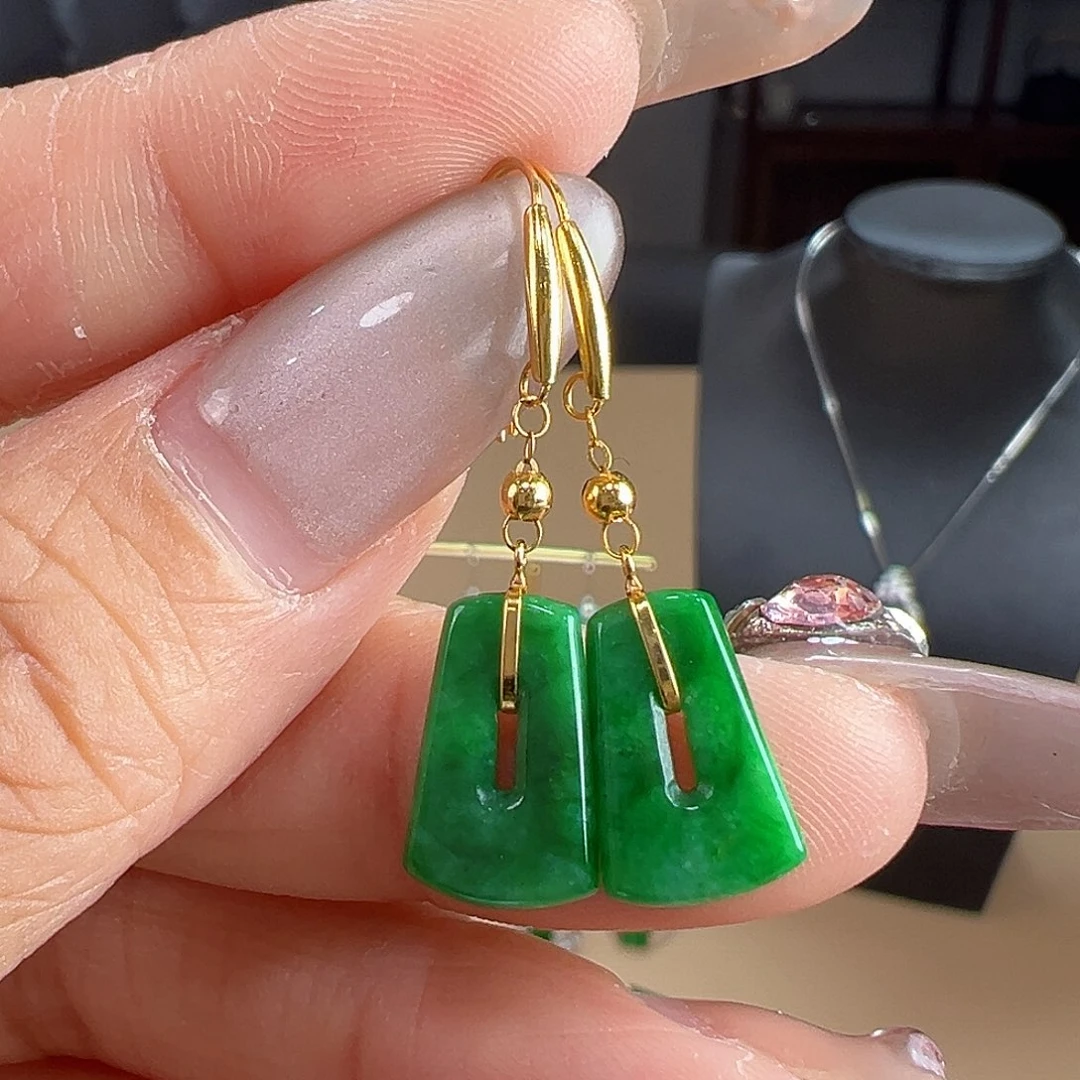 翡翠18K金镶嵌耳饰耳饰