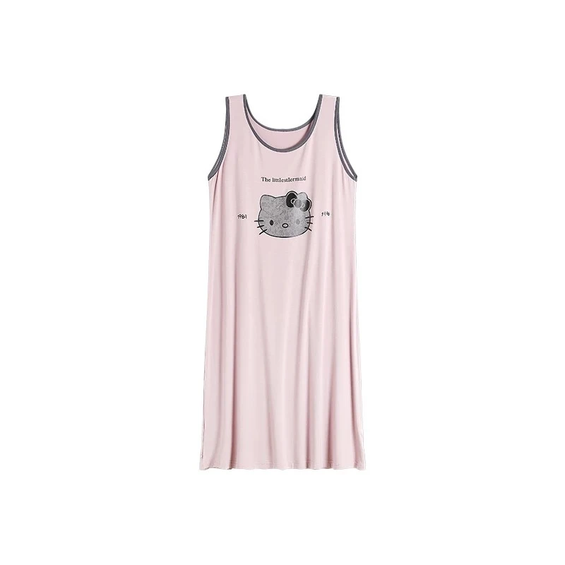 【甜甜小猫】春夏薄款可爱宽松莫代尔可外穿休闲家居服睡裙0777