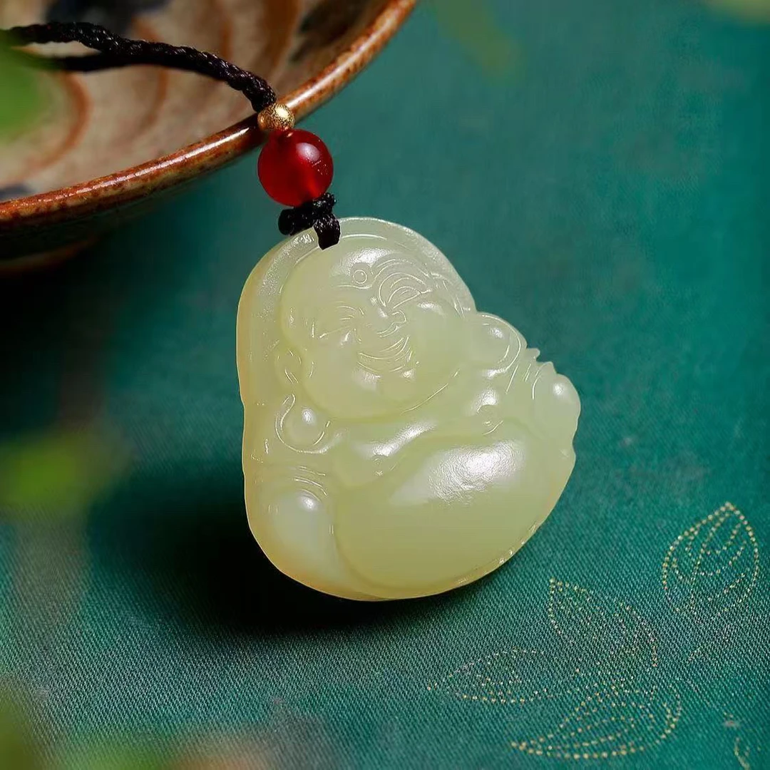 天然青黄口玉大肚佛  A32-YSY-1A