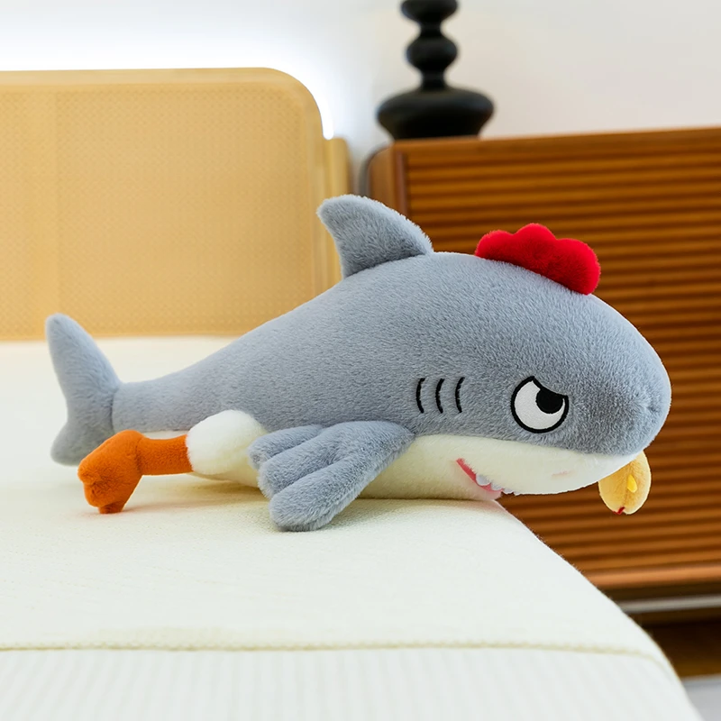 正版可爱卡通鲨鱼公仔毛绒玩具女孩床上夹腿睡觉陪伴抱枕儿童礼物