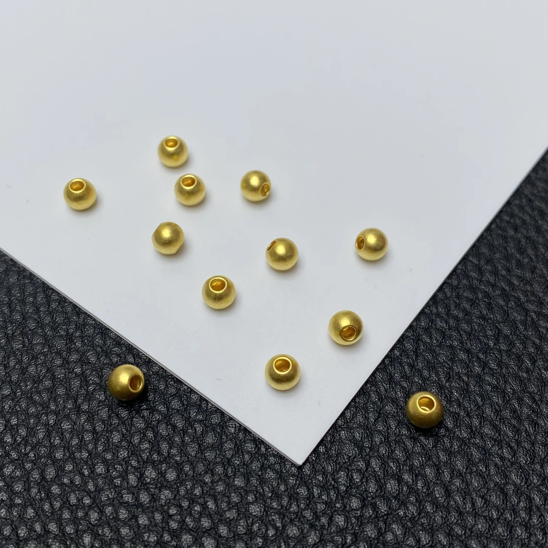 「戴琴珠宝」YZ3173-足金磨砂面4mm左右单珠配件-BH（多样性发其一）