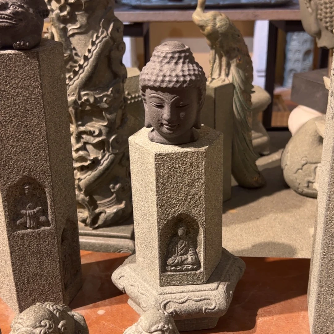 石材乌金石佛头乌金石佛头