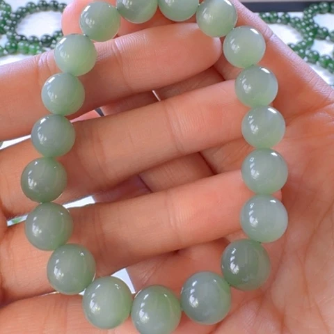 和田玉（碧玉）未镶嵌手链和田玉碧玉卡10粉青单圈