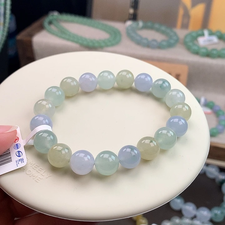 翡翠未镶嵌手链马卡龙