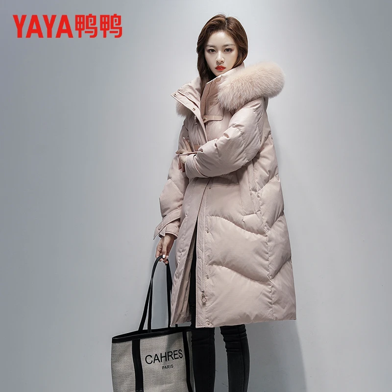 YAYA/鸭鸭冬季新款2025年保暖时尚潮流中长款女羽绒服YE2B622511D